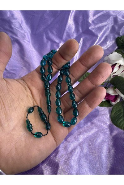 Sahra Gümüş immame halkalı şeffaf turkuaz bilek boy ateş kehribar tesbih