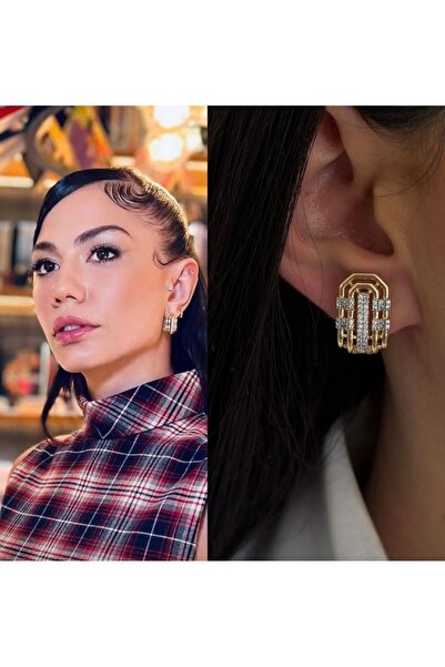 mibrillo Brand Equivalent Zircon Stone Hoop Earrings (Demet Özdemir Earrings)