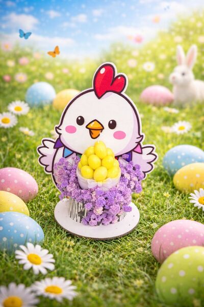 OEM Natural Soy Wax Egg-Shaped Candle with Decorative Hen Holder, Easter Table