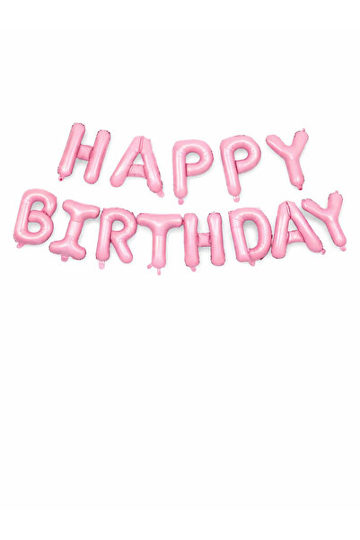 Baloncu Dede Light Pink Happy Birthday Foil Balloon Set Birthday Party Decora...