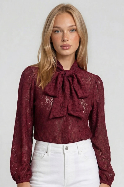 OLSAMODA Bluză de damă tip prințesă, cu detaliu la guler, elastic PREMIUM D d...