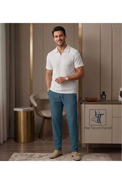 HerTarzınTrendi Ottoman Half Zipper Polo Collar T-Shirt and Baggy Sweatpants ...