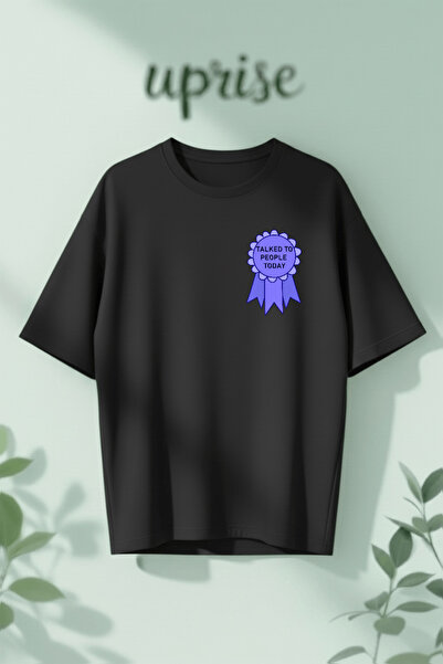 Vordevia Tricou supradimensionat din bumbac imprimat cu mesajul „Talked To Pe...