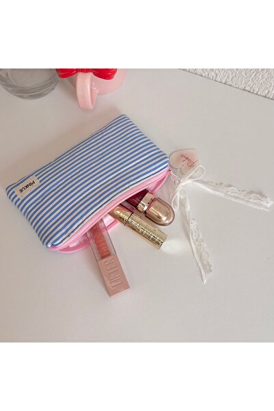 PİNKUE Ριγέ Μίνι Θήκη Στυλό & Τσάντα Μακιγιάζ με Λεπτομέρεια Φιόγκου (Συμβατό...
