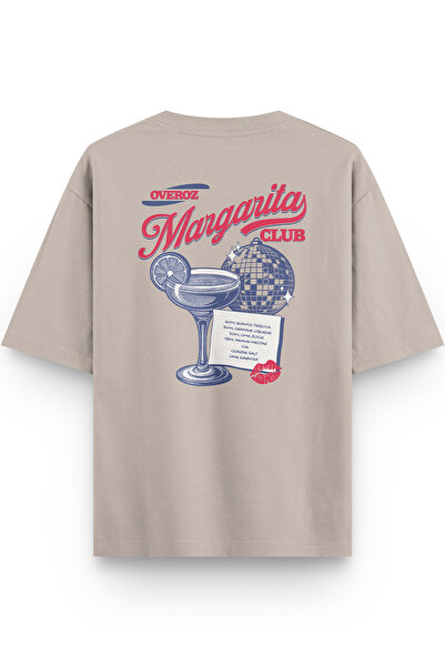 Overoz Barmen Margarita Back Printed Semi Oversize Stone Color Tshirt 1421