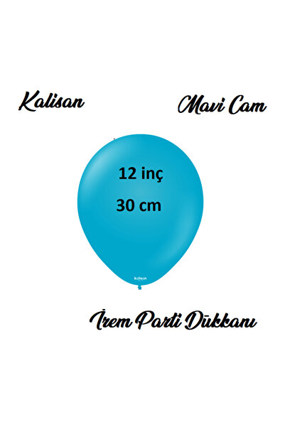 İrem Parti Dükkanı Kalisan Retro Blue Glass Latex Balloons 10 Pieces 12 Inche...