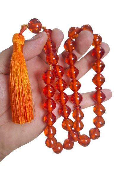 Cekke Tesbih Original Fire Amber 13*15 mm Prayer Beads Suitable for Daily Use