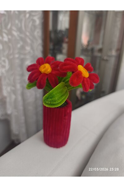 ABAS El yapımı şönil saksı çiçek