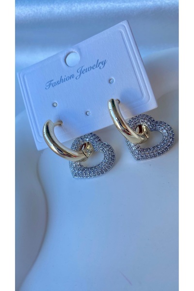 H&S AKSESUAR ZIRCON STONE HEART EARRING