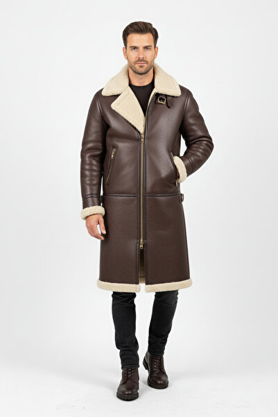 Merch&ice Brown Long Premium Leather Jacket