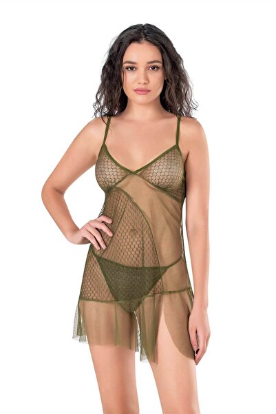 PRIMODA Women'S, Khaki, Short Tulle Nightgown