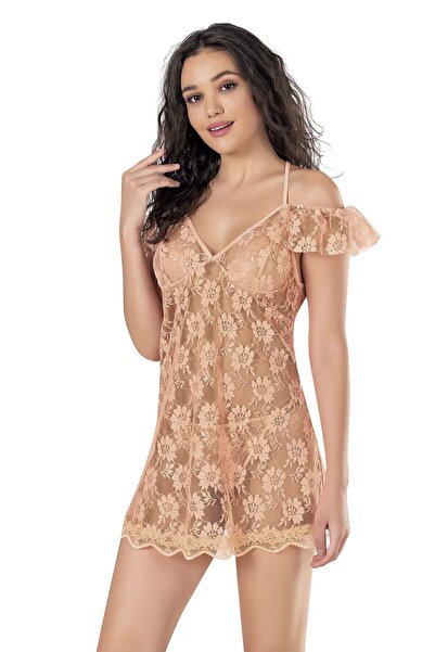 PRIMODA Women's, mink, short tulle nightgown