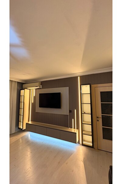 AGT Modern Tv ünitesi Mdf full Set 400x2500 cam dolaplı