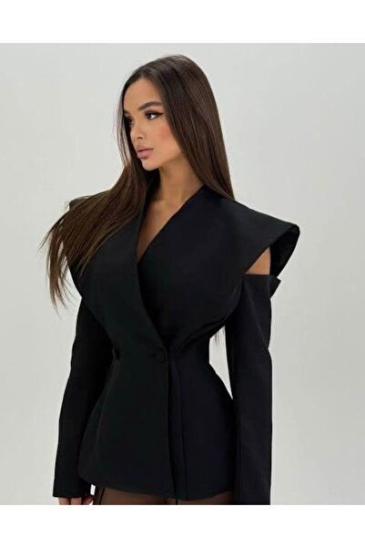 LOKADI Women's Window Detailed Long Sleeve Stylish Blazer Jacket "Office Chic"