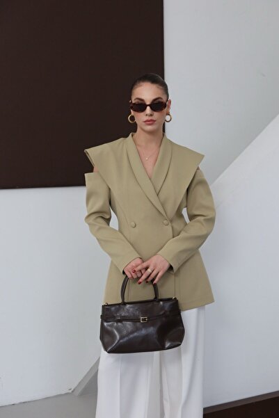 LOKADI Women's Window Detailed Long Sleeve Stylish Blazer Jacket "Office Chic"