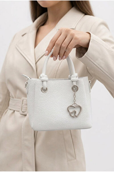 Çanta Trend Mini Size White Heart Accessory Detailed Long Arm Strap Crossbody...