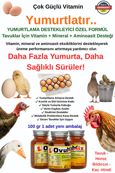 OVUMİX Tavuk Yumurtlama Artırıcı Vitamin Mineral Aminoasit Takviyesi | Kısırl...