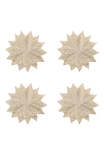 OEM Suporturi Pahar de Craciun cu Model Frunze Aurii Ø10 centimetri - 4buc