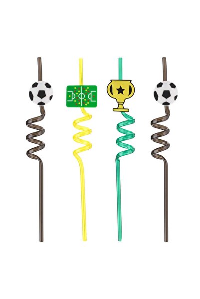 OEM Reusable Spiral Plastic Straws of Different Colors Football Ø6x270mm - 4pcs