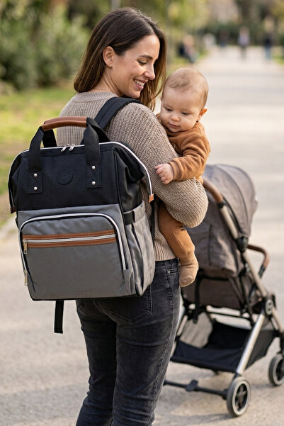 FOCUX -06 Mother Care Baby Bag Mother Bag Backpack Gray