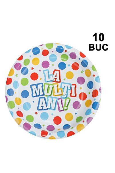 OEM Polka Dot Cardboard Party Plates "Happy Birthday!" 23cm - 10pcs