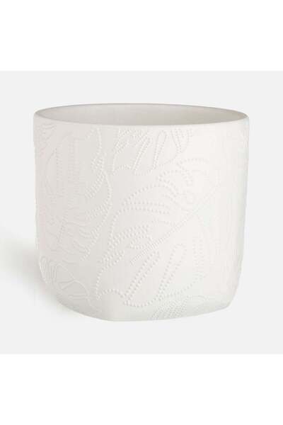 OEM Masca Ghiveci Flori Ceramica Alba Ø14x12.5 centimetri - 1,3L