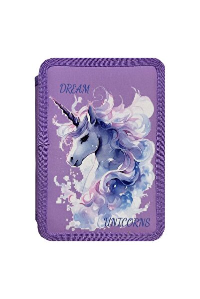 OEM Double Fitted Pencil Case Lilac Unicorn 15x4x20cm