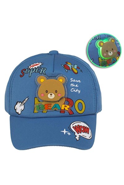 OEM Blue Baby Hat with Teddy Bear Pattern & Light