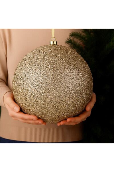 OEM Χριστουγεννιάτικη Μπάλα με Σαμπανί Μπεζ Γιρλάντα Ø25 εκατοστά
