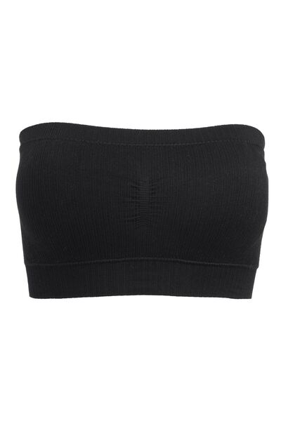 OEM Black Thin Ribbed Padded Bustier Top - One Size