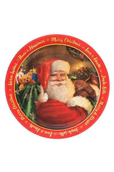 OEM Christmas Cardboard Plates Colored Santa Claus "Merry Christmas" 23 centi...