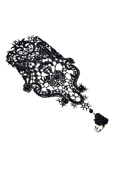 OEM Accesorii Deghizare Gotic Bratara cu Inel Dantela Neagra