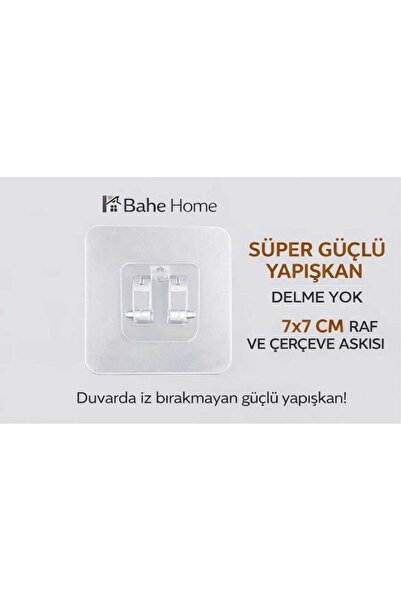 bahe home Süper Güçlü Yapışkanlı Raf ve Çerçeve Askısı 7x7 cm Delme Yok İz Bı...