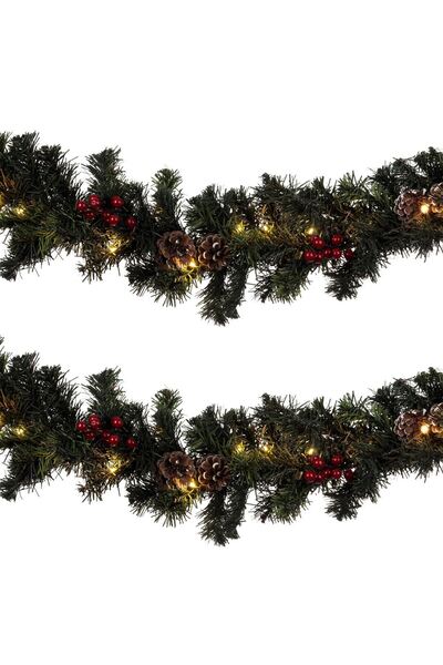 OEM Ghirlanda Decorativa de Craciun Verde cu LED-uri Pomusoare & Conuri 2.7 m...