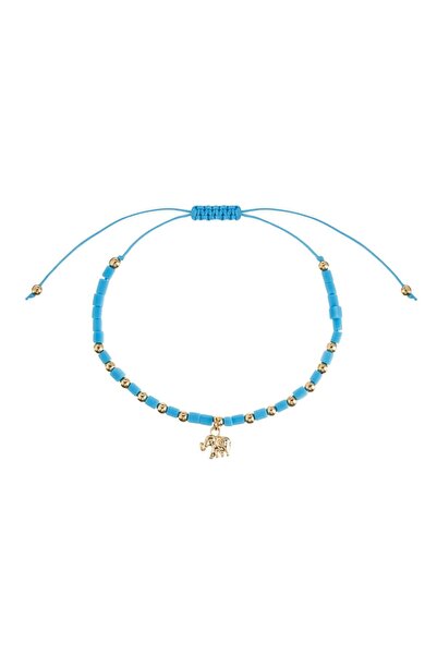 OEM Turquoise Lace Anklet with Gold Elephant Beads