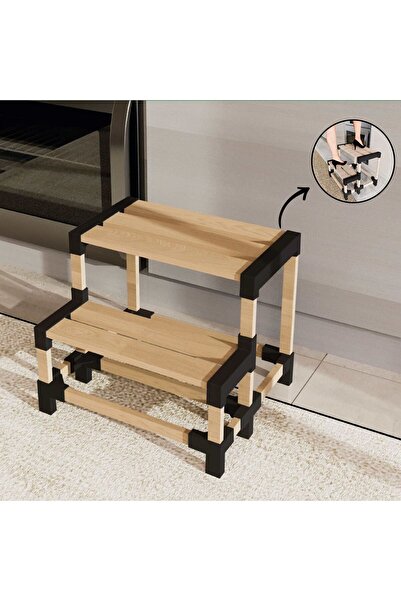 OEM Ξύλινη Σκάλα Διπλού Σκαλοπατιού 39x38x38εκ.