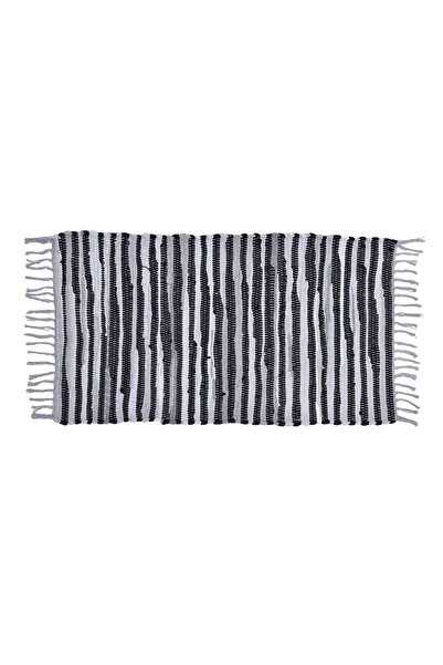 OEM Decorative Woven Rug Grey Black with Fringes 80x50cm