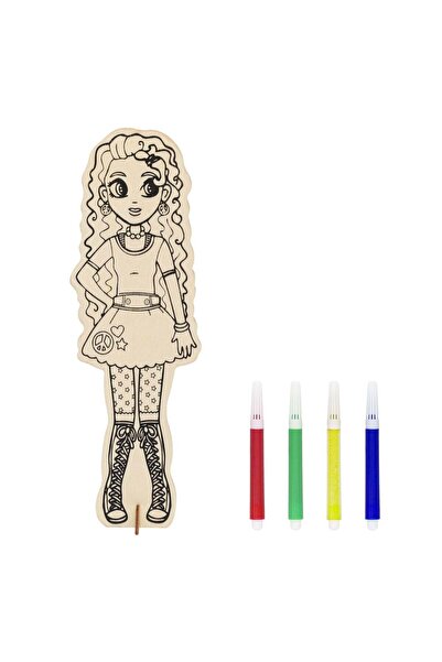 OEM Wooden Figurine Girl with 4 Markers 28x8cm