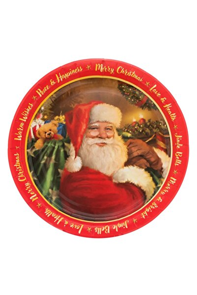 OEM Christmas Cardboard Plates Colored Santa Claus "Merry Christmas" 18 centi...