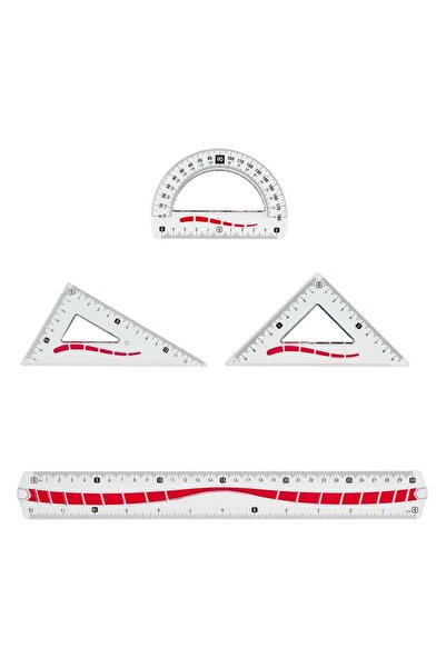 OEM Little President Transparent Ruler Set with Red Pattern - 4pcs