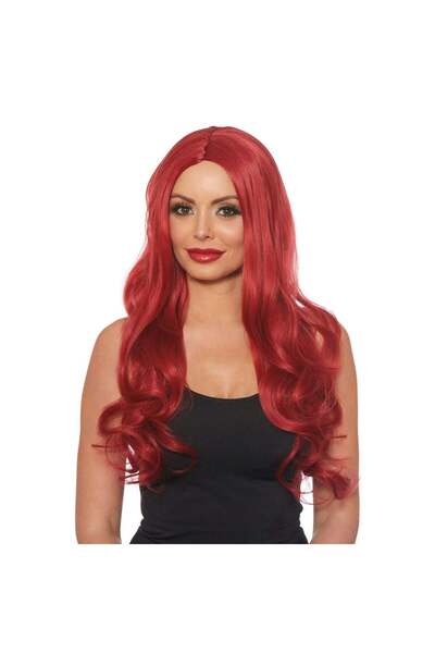 OEM Γυναικεία μακριά κόκκινη περούκα μεταμφίεσης