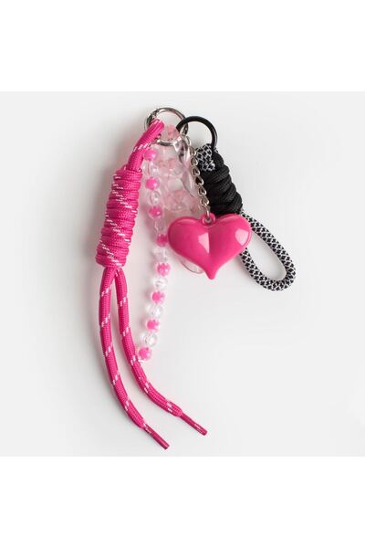OEM Pink Heart Charm Keychain 18 centimeters