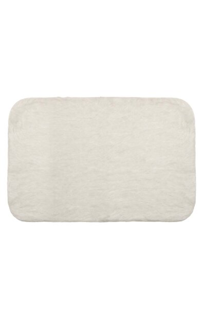 OEM Διακοσμητικό χαλί από τεχνητή γούνα εκρού με μακρύ πέλος 120x80εκ.