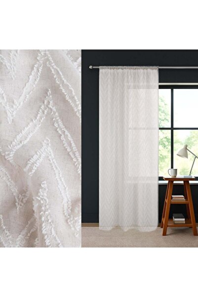 OEM Perdea Decorativa Bej cu Model Zigzag & Banda 140x260cm