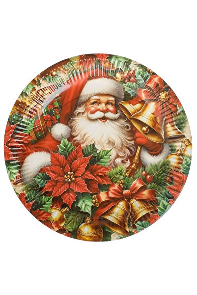 OEM Christmas Cardboard Plates with Vintage Pattern 18 centimeters - 25pcs