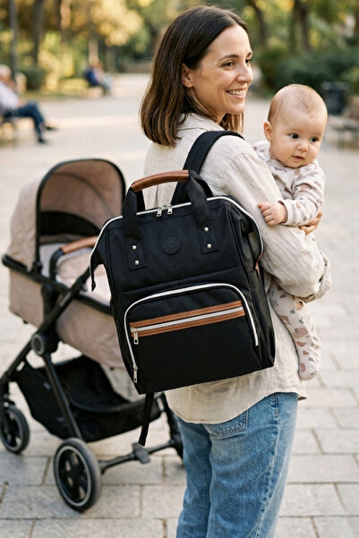 FOCUX -06 Mother Care Baby Bag Mother Bag Backpack Black-Black