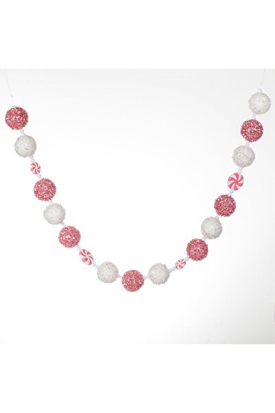 OEM Ghirlanda Decorativa de Craciun cu Globuri Candy Roz Albe & Beteala - 1 m...