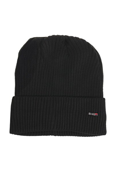 OEM Caciula Tricotata Neagra cu Captuseala Fleece & "Arm" Metalic pentru Barbati