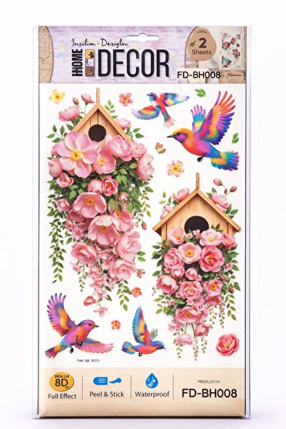 OEM 8D Decorative Wall Sticker with Birdhouses, Flowers and Colorful Birds, H...