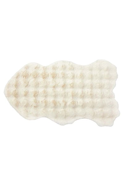 OEM Διακοσμητικό χαλί από τεχνητή γούνα, εκρου, σε σχήμα ζώου με βούλες, 100x...